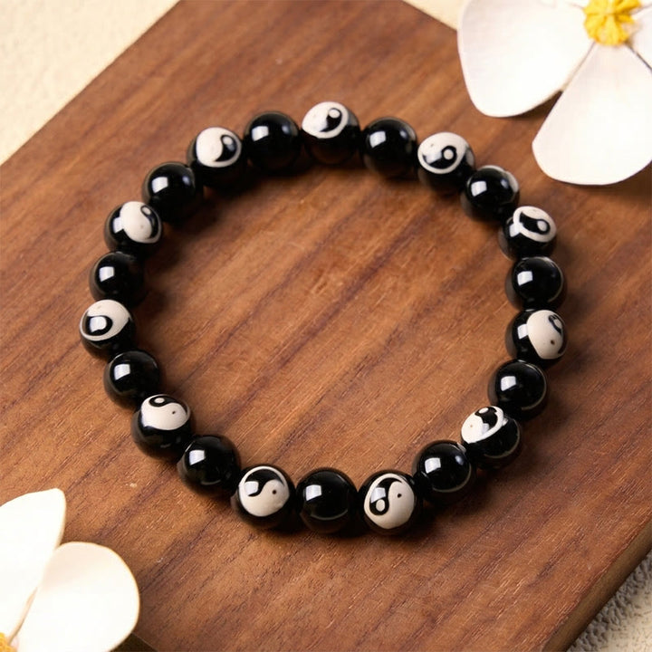 Buddha Stones Bracelet d'équilibre en perles Yin Yang d'onyx noir - Yin Yang (Équilibre ♥ Harmonie) - image 0