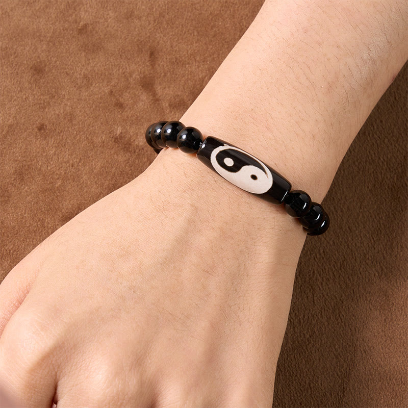 Buddha Stones Bracelet Yin Yang Harmonie en Onyx Noir - image 4