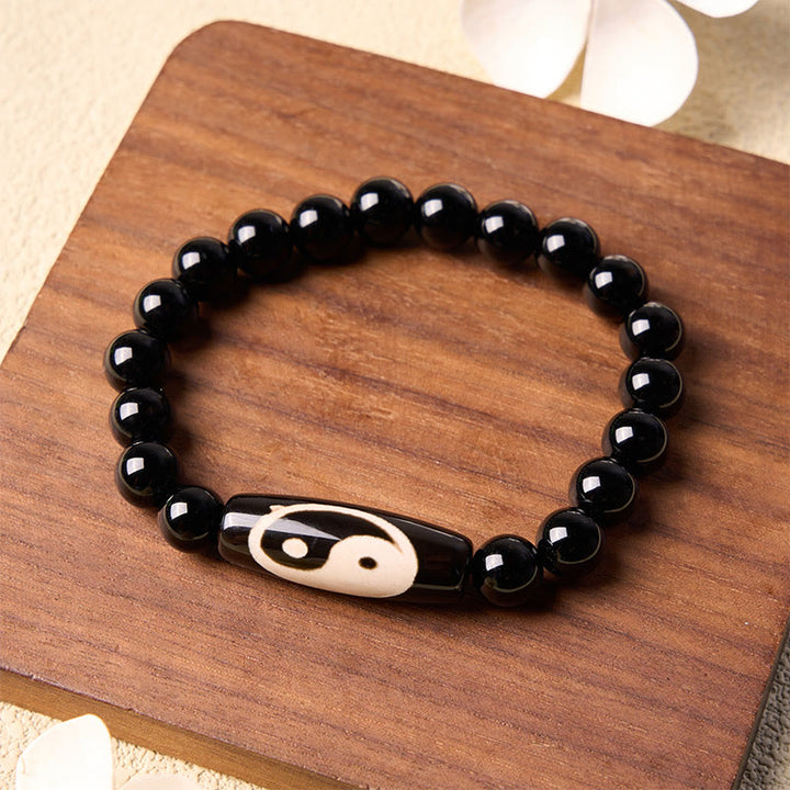 Buddha Stones Bracelet Yin Yang Harmonie en Onyx Noir - image 2