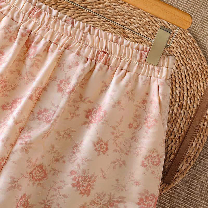 Buddha Stones Pantalon long rose à fleurs, style bohème décontracté, avec poches, idéal pour le printemps et l'été. - image 4