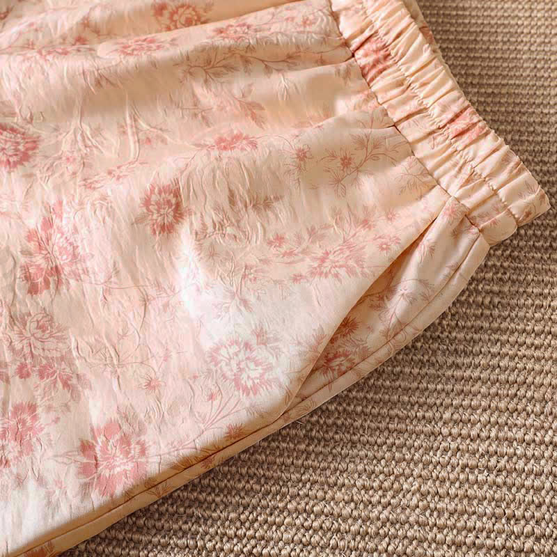 Buddha Stones Pantalon long rose à fleurs, style bohème décontracté, avec poches, idéal pour le printemps et l'été. - image 5