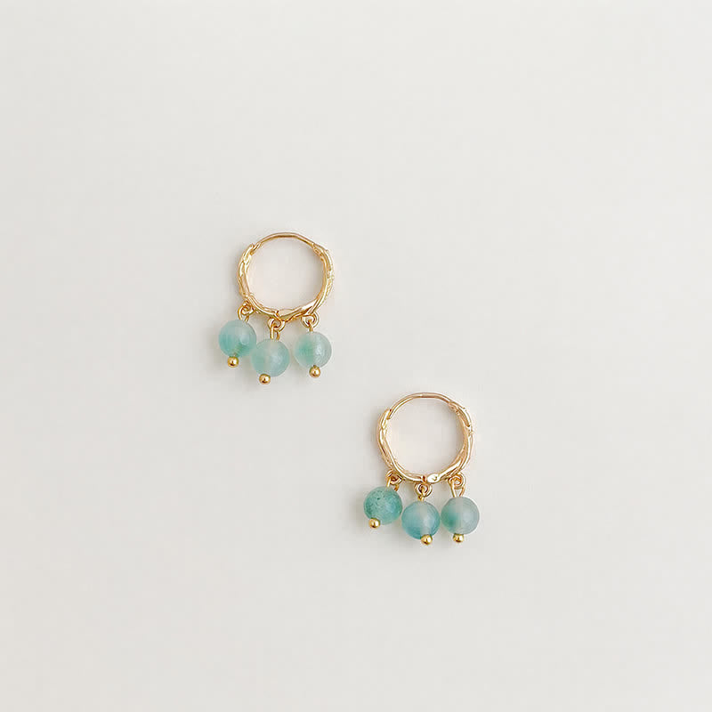 Buddha Stones Boucles d'oreilles apaisantes en cuivre et agate mousse naturelle - image 1