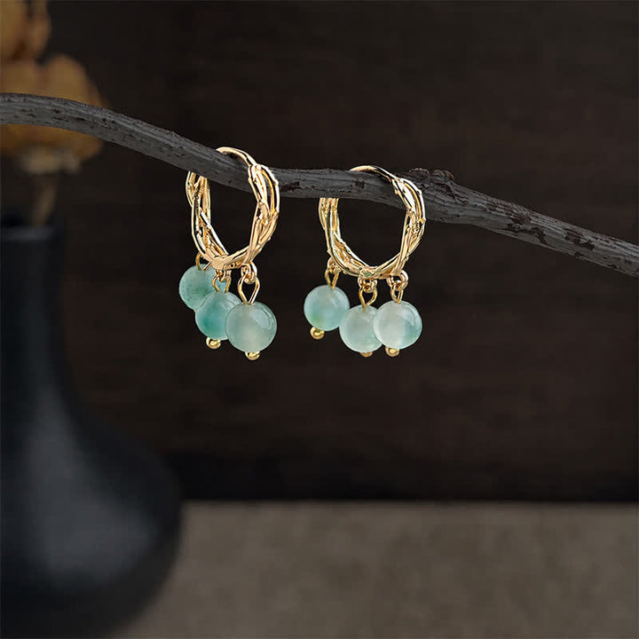 Buddha Stones Boucles d'oreilles apaisantes en cuivre et agate mousse naturelle - image 2
