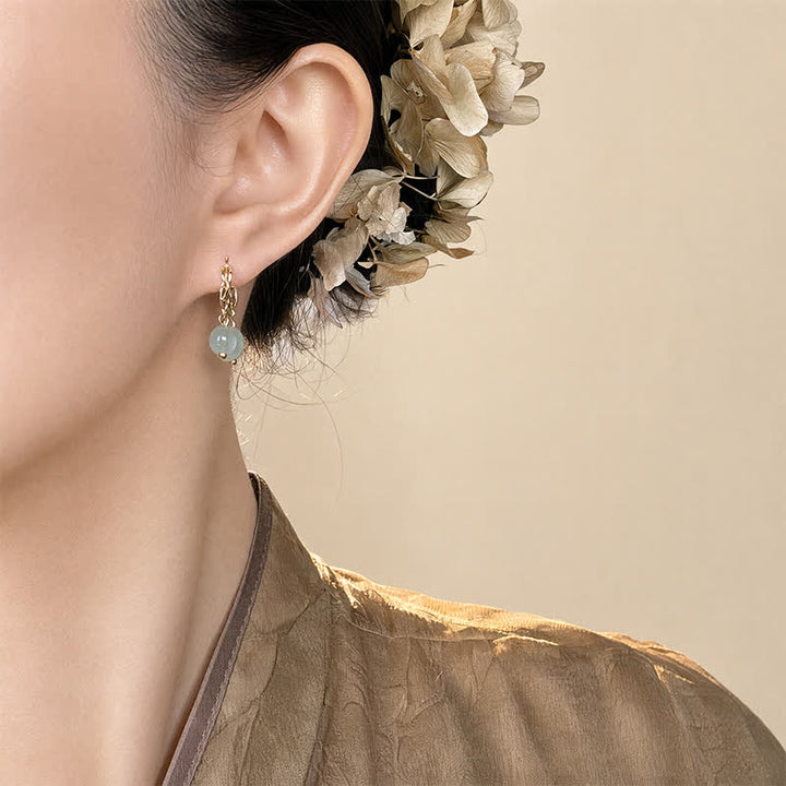 Buddha Stones Boucles d'oreilles apaisantes en cuivre et agate mousse naturelle - image 4