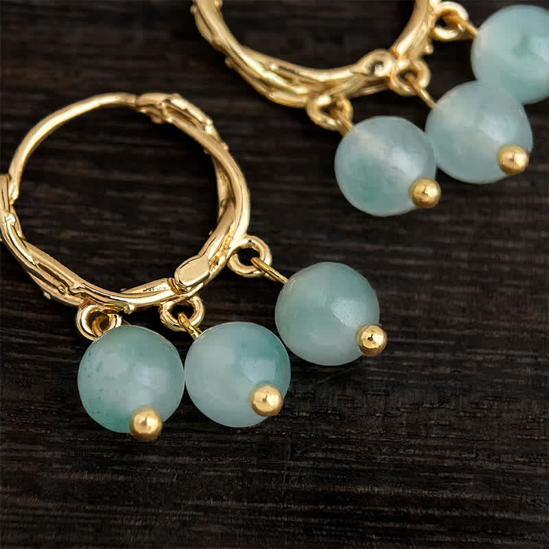 Buddha Stones Boucles d'oreilles apaisantes en cuivre et agate mousse naturelle - image 3