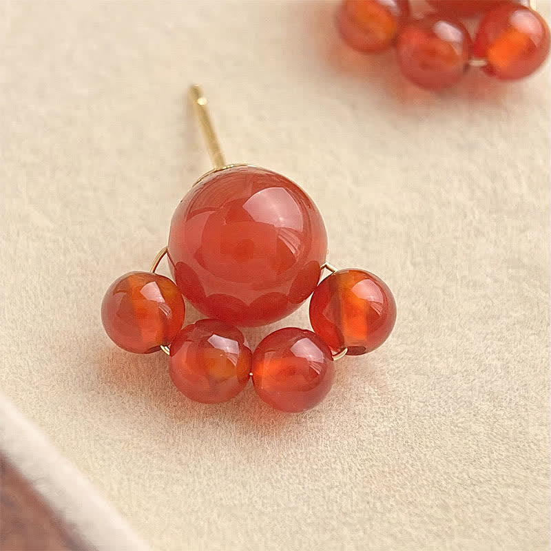 Buddha Stones Boucles d'oreilles en agate rouge faites à la main, motif patte de chat, symbole de confiance - image 2
