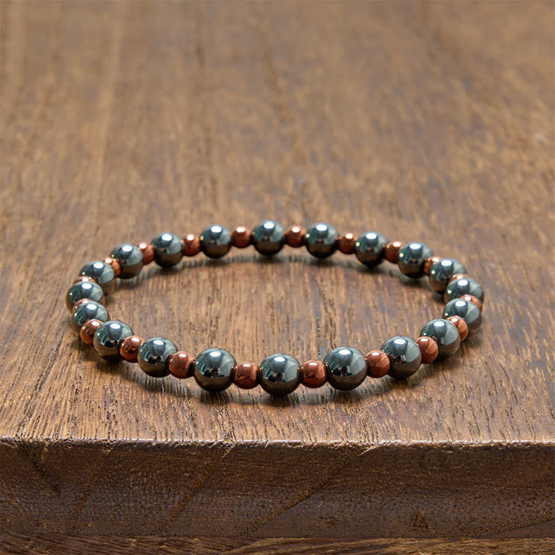 Buddha Stones Bracelet minimaliste à perles rondes en hématite (lot de 2) - image 8