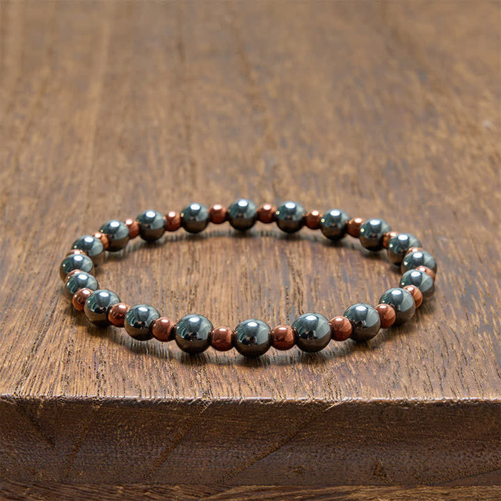Buddha Stones Bracelet minimaliste à perles rondes en hématite (lot de 2) - image 8