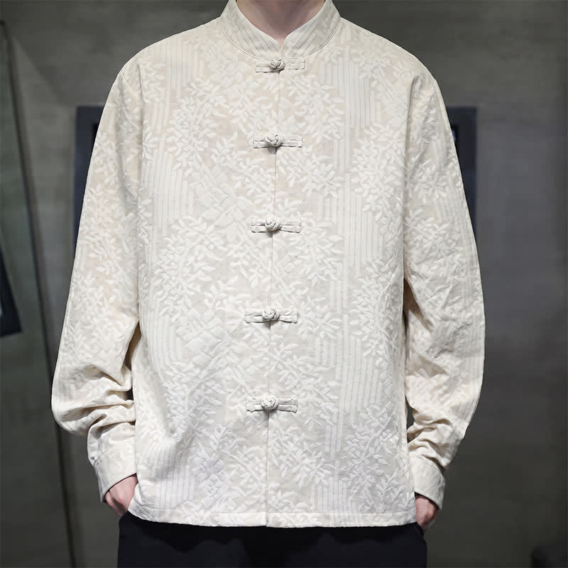 Buddha Stones Chemises à manches longues pour hommes, style automne Tang, vintage, à boutons grenouille et motifs floraux - Motif floral - US/UK/AU44，EU54 (4XL) - image 24