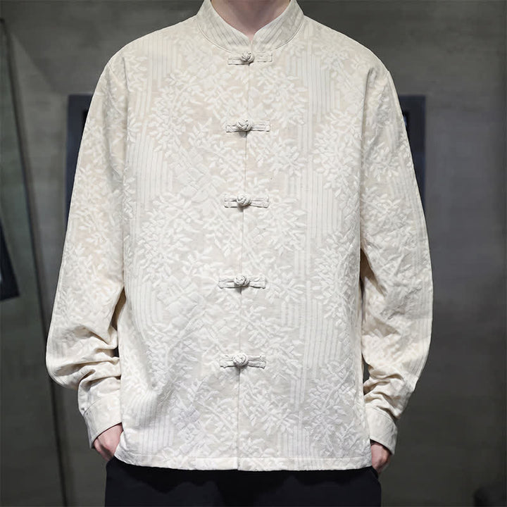 Buddha Stones Chemises à manches longues pour hommes, style automne Tang, vintage, à boutons grenouille et motifs floraux - Motif floral - US/UK/AU44，EU54 (4XL) - image 24