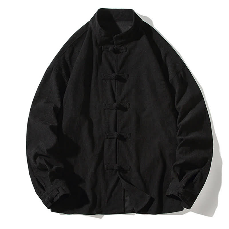 Buddha Stones Veste homme décontractée automne-hiver style Tang à boutons brandebourg en coton uni - image 24