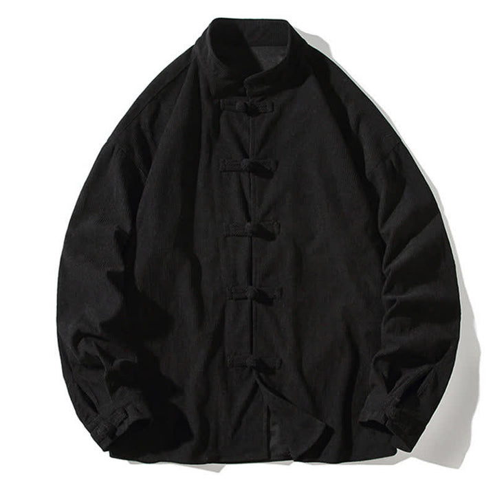 Buddha Stones Veste homme décontractée automne-hiver style Tang à boutons brandebourg en coton uni - image 24