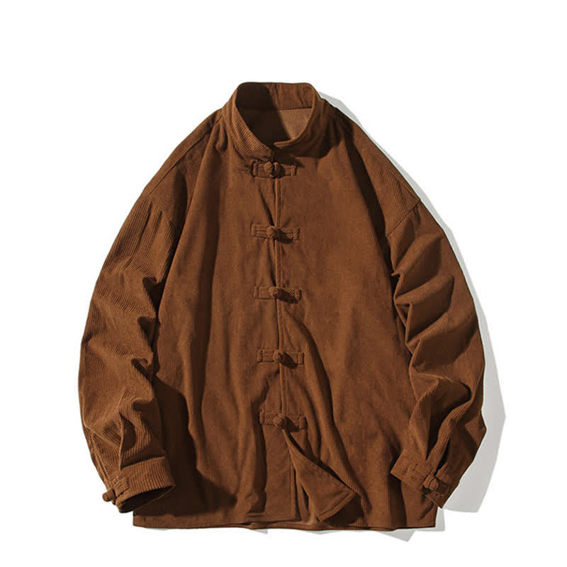 Buddha Stones Veste homme décontractée automne-hiver style Tang à boutons brandebourg en coton uni - image 10