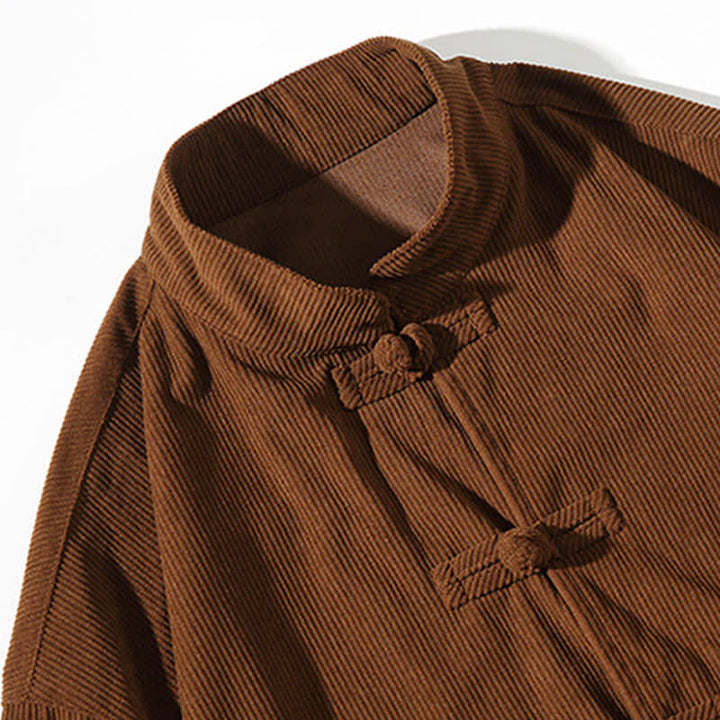 Buddha Stones Veste homme décontractée automne-hiver style Tang à boutons brandebourg en coton uni - image 11