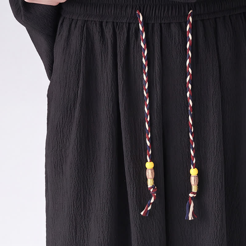 Buddha Stones Ensemble chemise et pantalon unis à manches trois-quarts, style Spring Tang, avec poches, idéal pour la méditation. - image 7