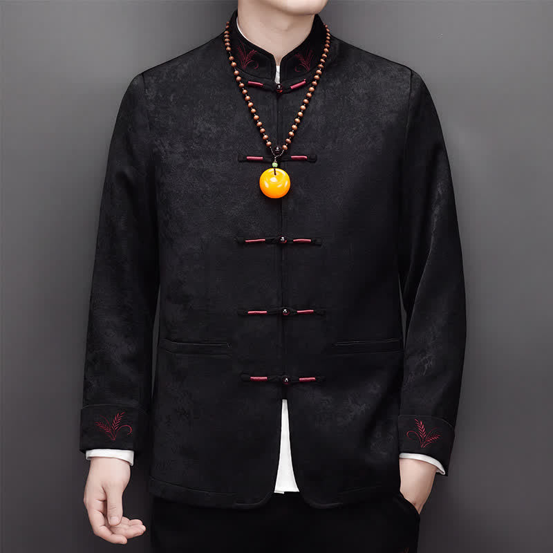 Buddha Stones Ensemble 2 pièces automne-hiver style Tang élégant, veste et pantalon à col mandarin et boutons brandebourg, style abstrait, avec poches. Idéal pour la méditation. - image 17