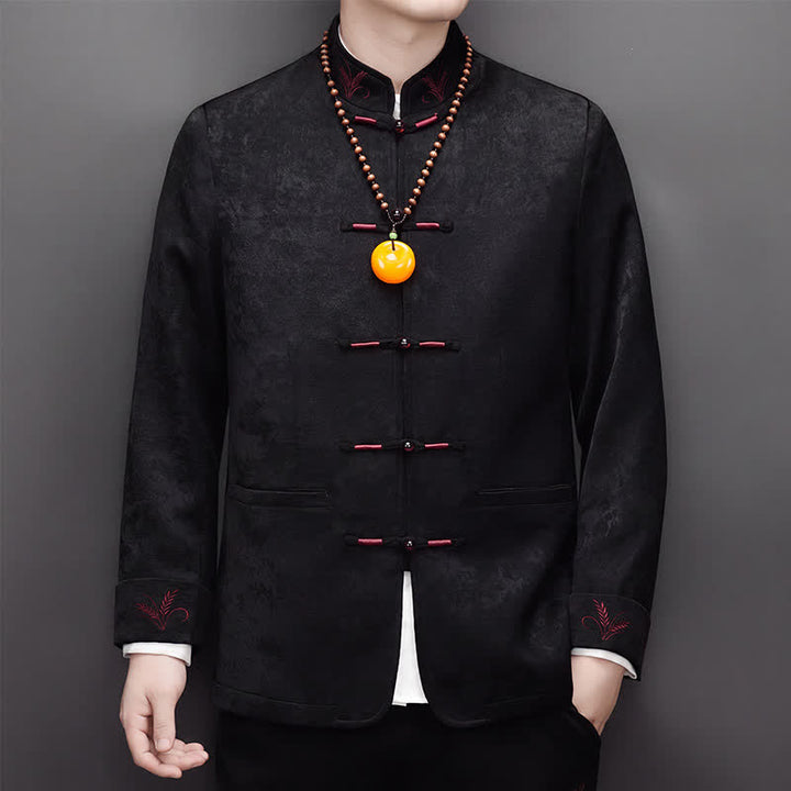 Buddha Stones Ensemble 2 pièces automne-hiver style Tang élégant, veste et pantalon à col mandarin et boutons brandebourg, style abstrait, avec poches. Idéal pour la méditation. - image 17