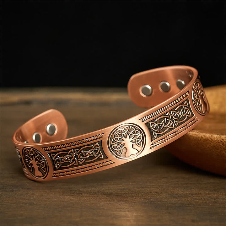 Buddha Stones Bracelet manchette ouvert vintage Arbre de Vie en cuivre rouge - image 1