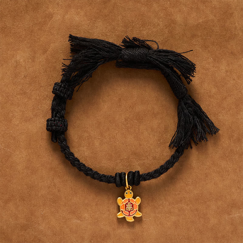 Buddha Stones Bracelet tibétain en cuivre plaqué or avec breloque tortue et cordon rouge - image 20