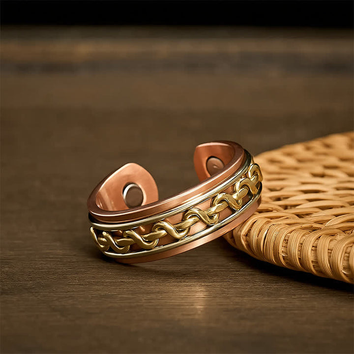 Buddha Stones Bracelet manchette de mise à la terre en cuivre rouge avec chaîne entrelacée - image 9