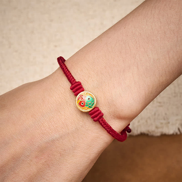 Buddha Stones Bracelet porte-bonheur à double carpe koï en fil rouge - image 12