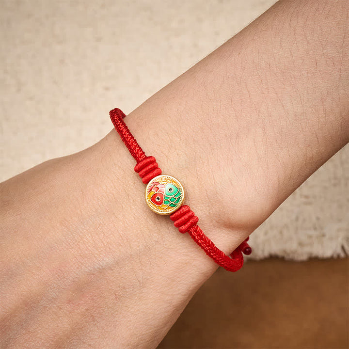 Buddha Stones Bracelet porte-bonheur à double carpe koï en fil rouge - image 4