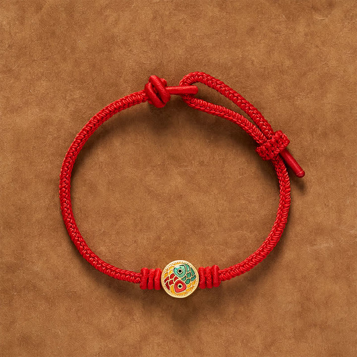 Buddha Stones Bracelet porte-bonheur à double carpe koï en fil rouge - image 2