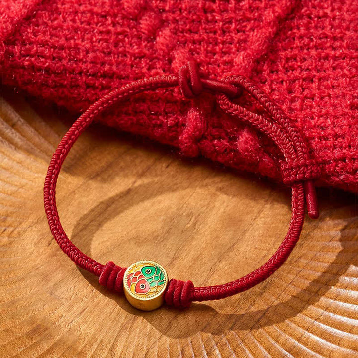 Buddha Stones Bracelet porte-bonheur à double carpe koï en fil rouge - image 11