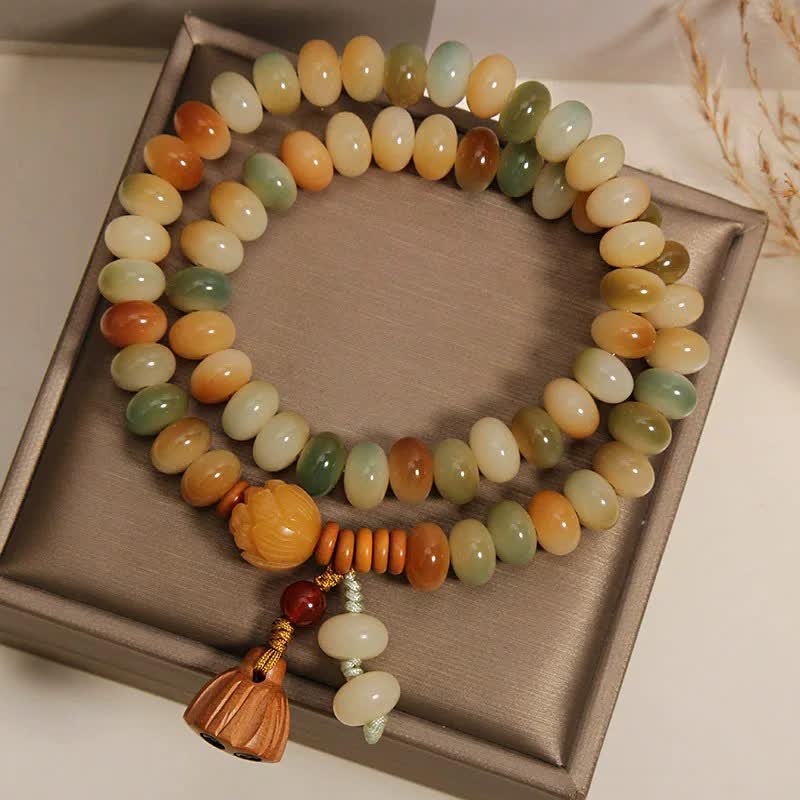 Buddha Stones Bracelet double tour de lotus purificateur à graine de Bodhi blanche - image 2