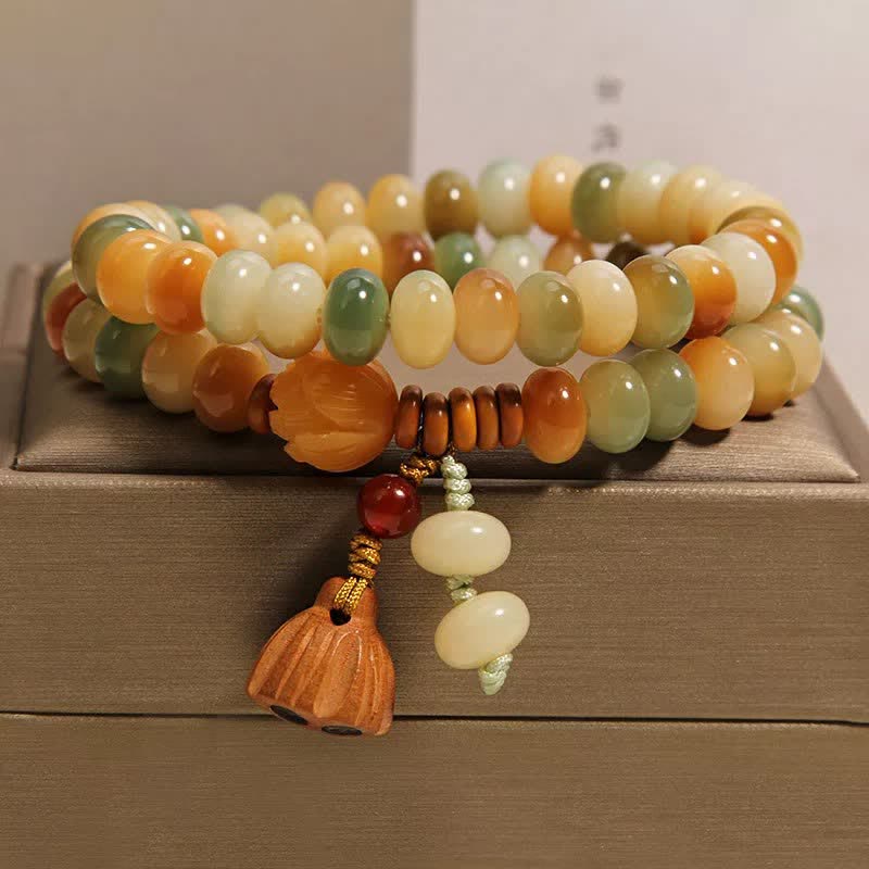 Buddha Stones Bracelet double tour de lotus purificateur à graine de Bodhi blanche - image 8