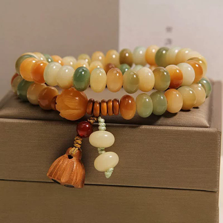 Buddha Stones Bracelet double tour de lotus purificateur à graine de Bodhi blanche - image 9