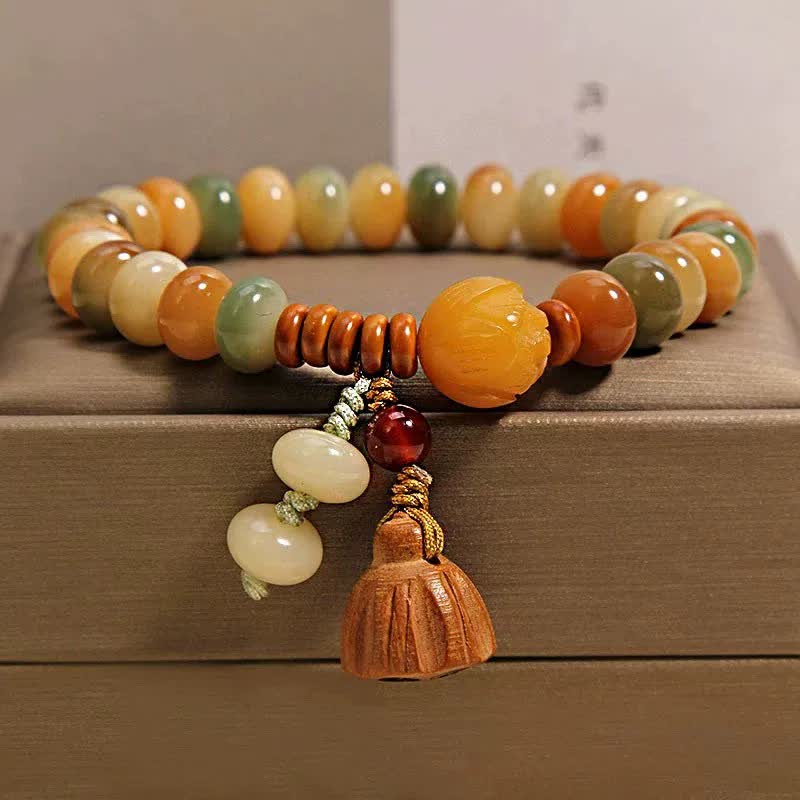 Buddha Stones Bracelet double tour de lotus purificateur à graine de Bodhi blanche - Bracelet simple (Tour de poignet : 14 à 15 cm) - image 10