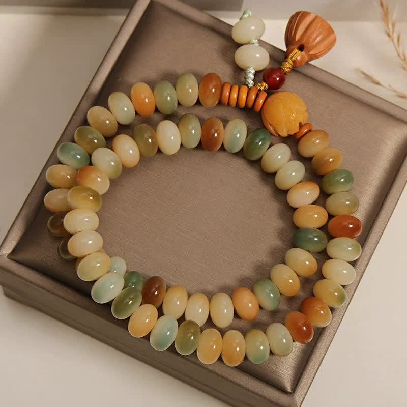 Buddha Stones Bracelet double tour de lotus purificateur à graine de Bodhi blanche - image 3
