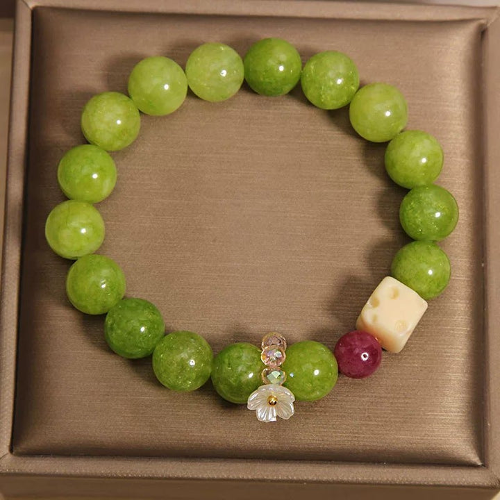 Buddha Stones Bracelet de perles de guérison avec breloque fleur de péridot - image 2