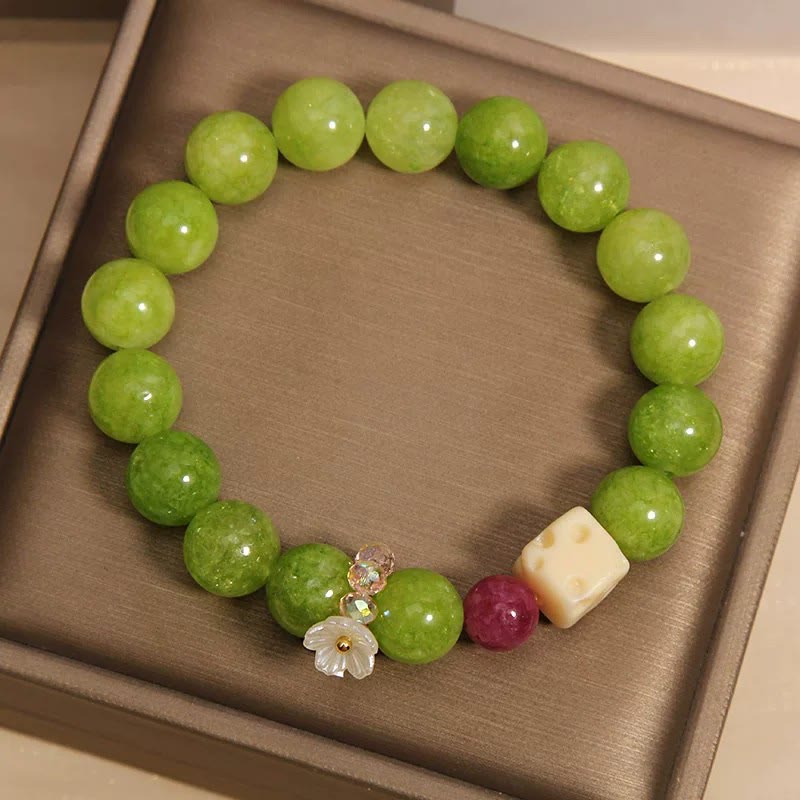 Buddha Stones Bracelet de perles de guérison avec breloque fleur de péridot - image 4