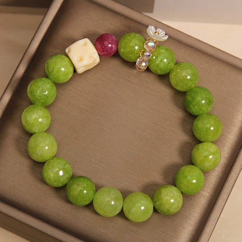Buddha Stones Bracelet de perles de guérison avec breloque fleur de péridot - image 3
