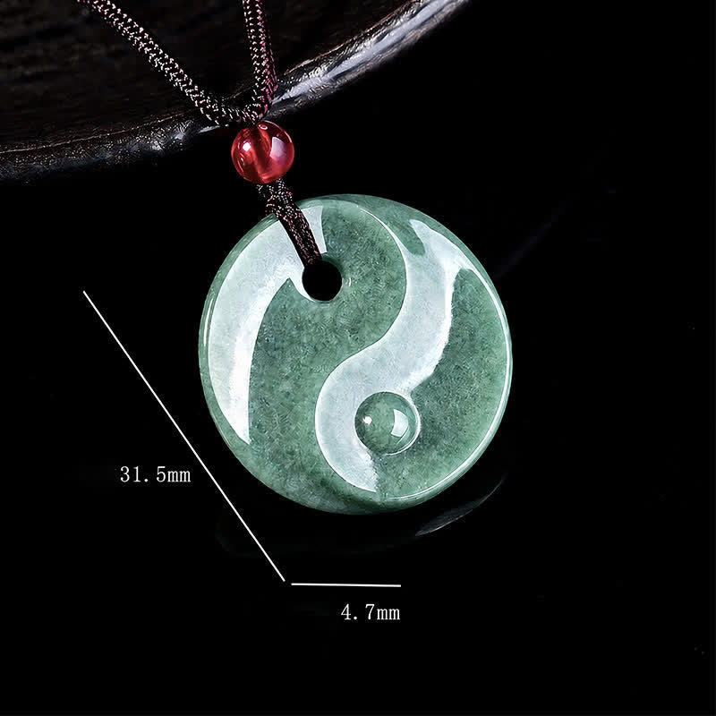 Buddha Stones Collier en cordon tressé Yin Yang et jade vert - image 7