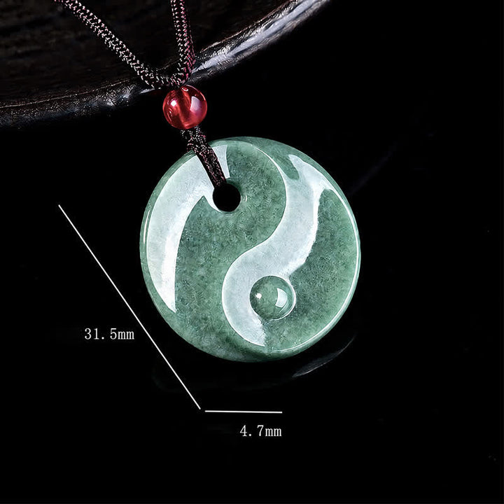 Buddha Stones Collier en cordon tressé Yin Yang et jade vert - image 7