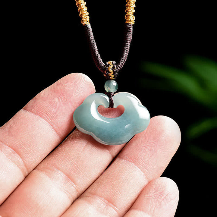 Buddha Stones Collier pendentif porte-bonheur en jade Ruyi Cloud, pendentif cadenas chinois, collier porte-bonheur - image 7