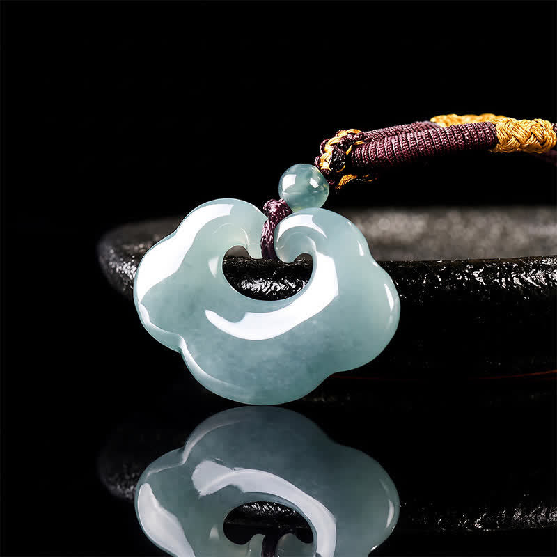 Buddha Stones Collier pendentif porte-bonheur en jade Ruyi Cloud, pendentif cadenas chinois, collier porte-bonheur - image 3
