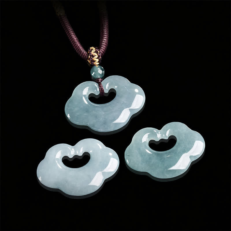 Buddha Stones Collier pendentif porte-bonheur en jade Ruyi Cloud, pendentif cadenas chinois, collier porte-bonheur - image 4