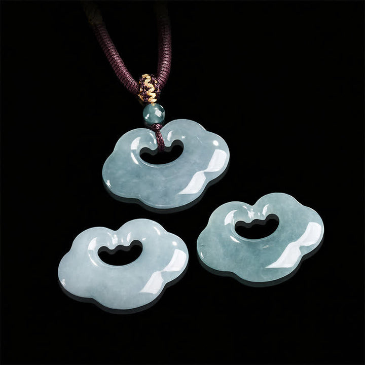 Buddha Stones Collier pendentif porte-bonheur en jade Ruyi Cloud, pendentif cadenas chinois, collier porte-bonheur - image 4