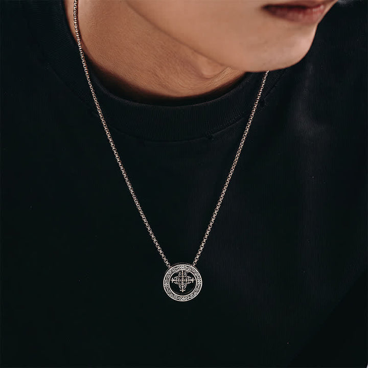 Buddha Stones Collier pendentif rond vintage en cuivre, symbole de pouvoir spirituel Vajra croisé - image 3