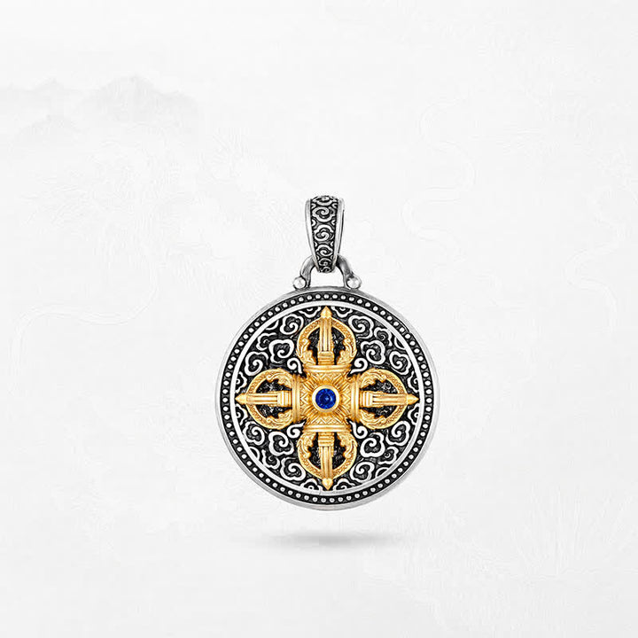 Buddha Stones Collier pendentif rond en cuivre tibétain Vajra croisé Om Mani Padme Hum Sagesse et ancrage - image 10