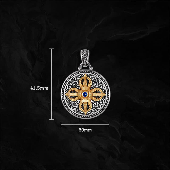 Buddha Stones Collier pendentif rond en cuivre tibétain Vajra croisé Om Mani Padme Hum Sagesse et ancrage - image 13