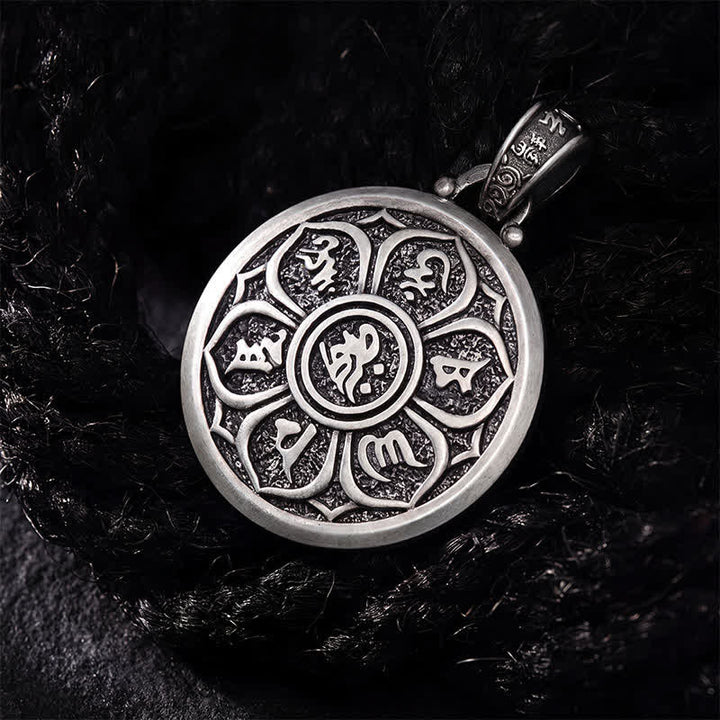 Buddha Stones Collier pendentif rond en cuivre tibétain Vajra croisé Om Mani Padme Hum Sagesse et ancrage - image 3