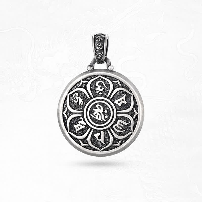 Buddha Stones Collier pendentif rond en cuivre tibétain Vajra croisé Om Mani Padme Hum Sagesse et ancrage - image 11