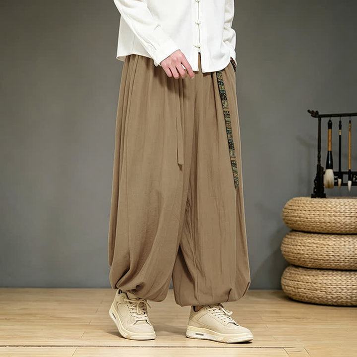 Buddha Stones Pantalon harem uni style chinois printemps-été avec poches - image 10