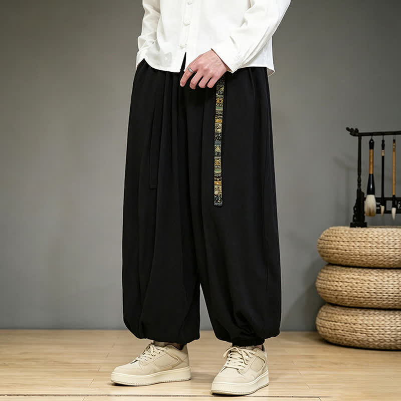 Buddha Stones Pantalon harem uni style chinois printemps-été avec poches - image 1