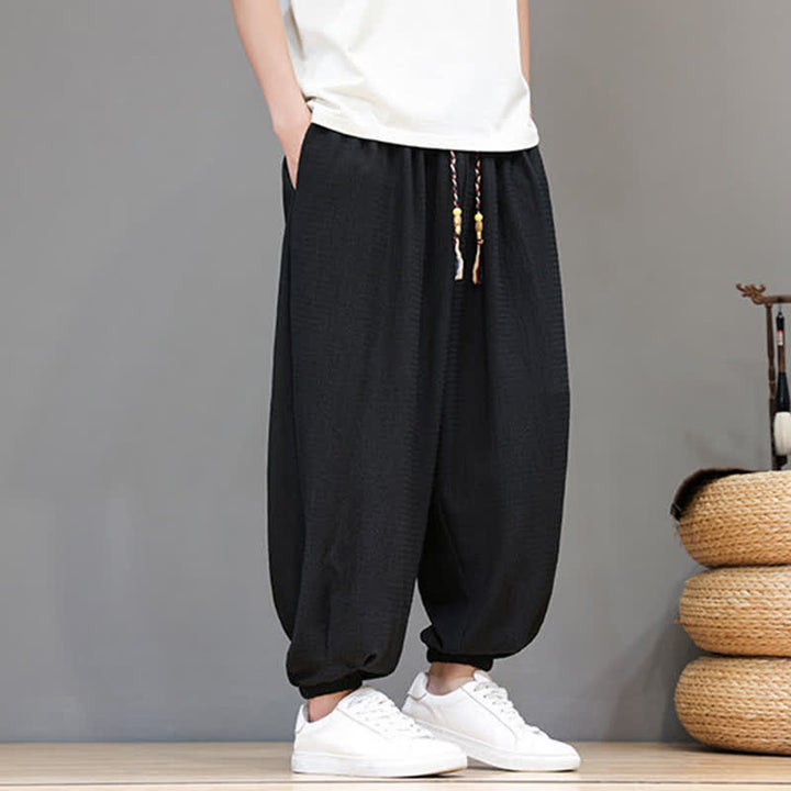 Buddha Stones Pantalon sarouel homme décontracté style bohème printemps automne cordon de serrage poche - image 20